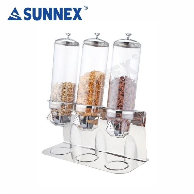 

Sunnex, оптовая продажа, оборудование для бафета, 4ltr x 3, дозатор хлопьев из нержавеющей стали и дозатор сухой пищи