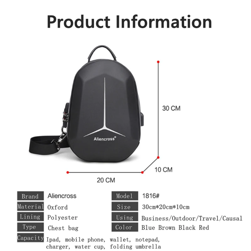 2022 New Men Fashion shoulder bag Waterproof USB Charging Short Trip Sling Chest Bags Anti-theft Male Oxford Crossbody Bags Hot