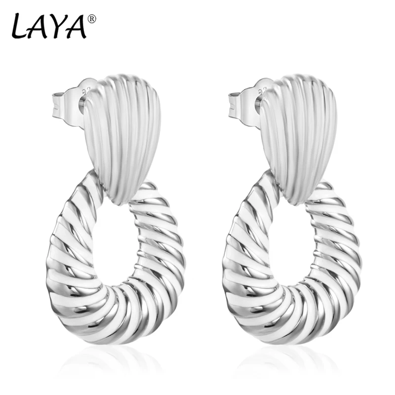 

LAYA Geometric Twisted White Enamel Silver Color Copper Hoop Earrings for Women Niche Design Party Jewelry Gifts 2024 Trend