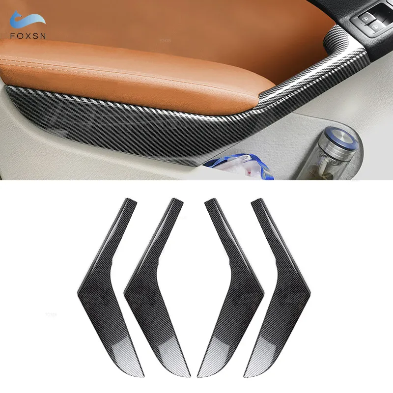 For VW Golf 6 MK6 2010 2011 2012 2013 ABS Carbon Fiber Texture Interior Door Armrest Pull Handle Strips Cover Protective Trim