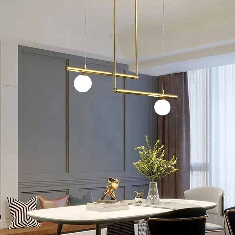 Modern Minimalista Sala Lustre, Simples Linear Restaurante Pendant Light, Nordic Creative Shop Pendurado Lâmpada para Casa