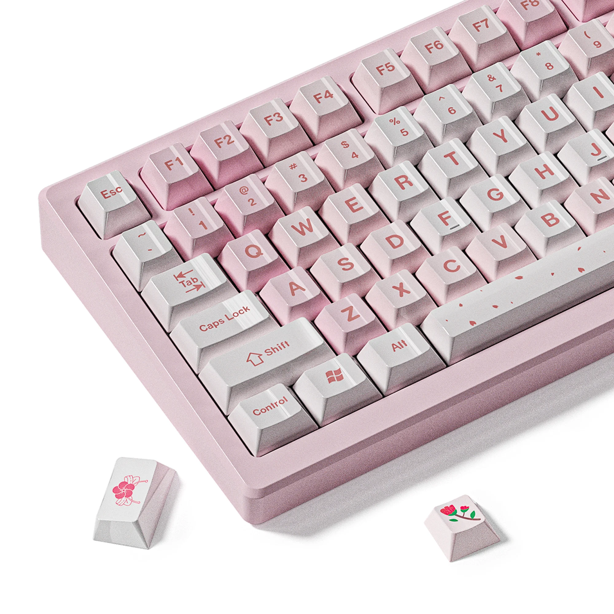 

124-клавишные розовые вишневые прозрачные колпачки для клавиш Crystal PC Keycap RGB Shine Through Key Cap Cherry Profile для клавиатуры MX Switch