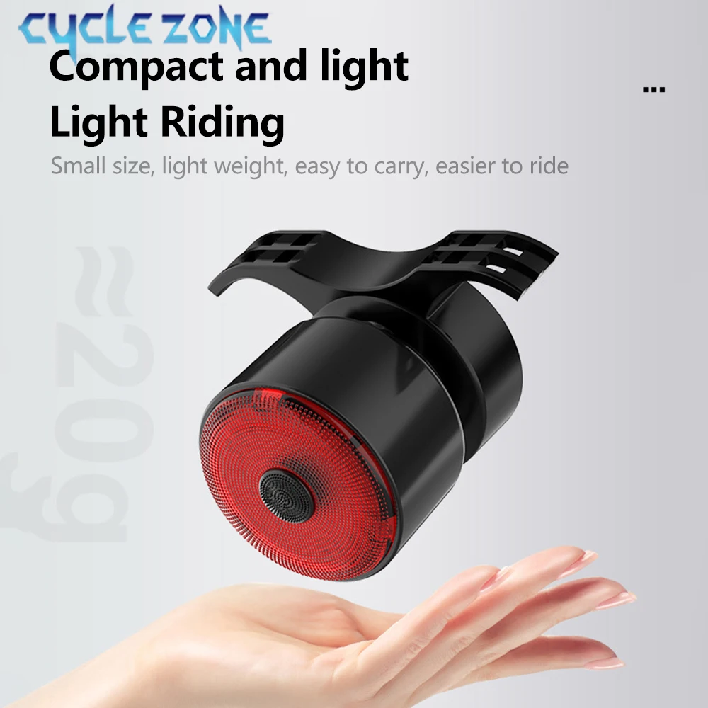 Bicycle Intelligence Brake Sensing Tail Light Bike Rear Lamp Type-C Rechargeable LED Safety Warning Tailight Cycling Accessories