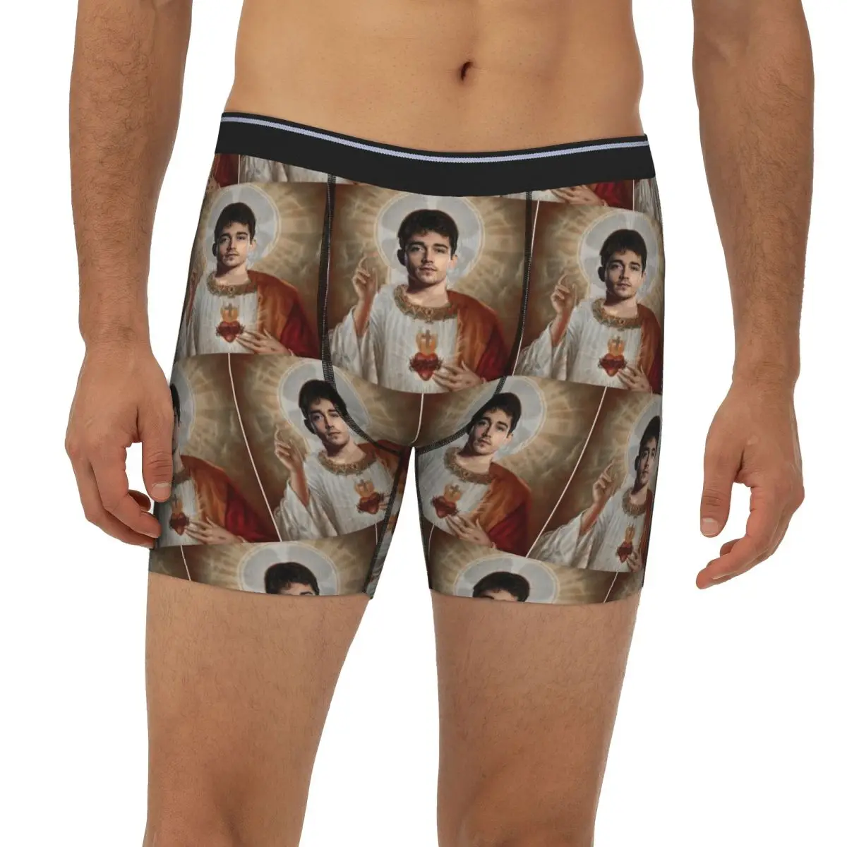 

San Charles Leclerc Long Boxer Underpants Short Men's Panties Ventilate Underwear for Homme Man Boyfriend Gifts