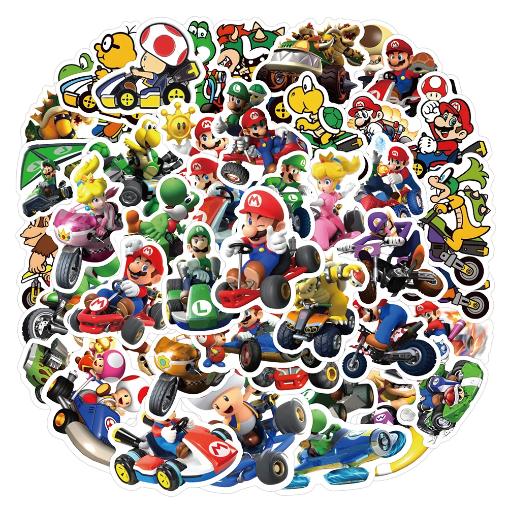 10/30/60pcs Funny Classic Game Mario Kart Stickers Kids Toy DIY Phone Water Bottle Luggage Cute Cartoon Graffiti Decals Sticker