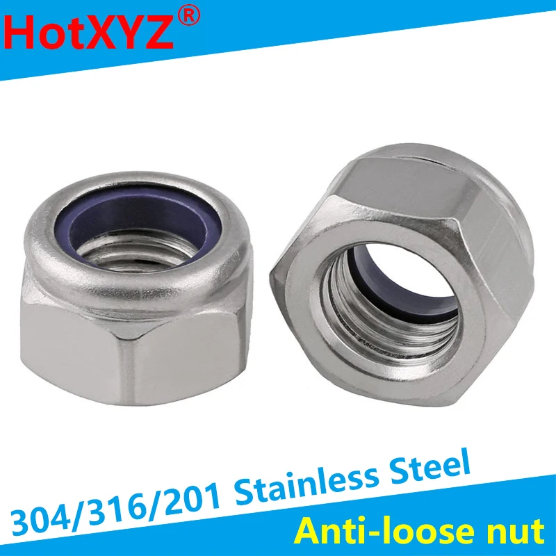 Din985 304 stainless steel locknut / antiskid / self-locking nut / locking nut Ni cap m2-m20 5PCS