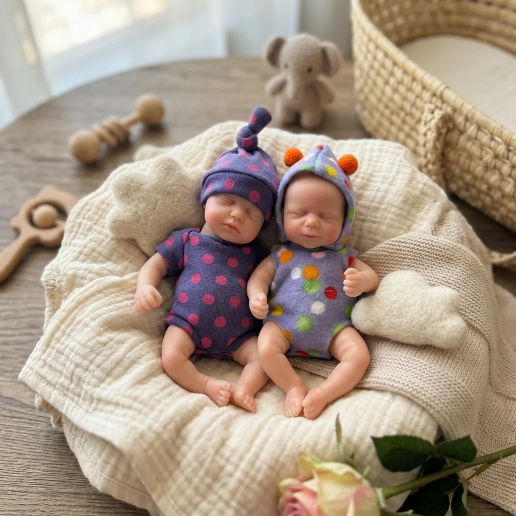 6 Inch Full Body Silicone Reborn Doll Pascale Closed Eyes Sleeping Hand Painted Waterproof Mini Palm Size Bebe Reborn For Gift