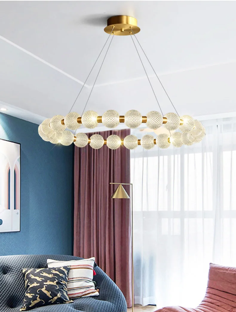 White Acrylic LED Chandelier Gold Aluminium