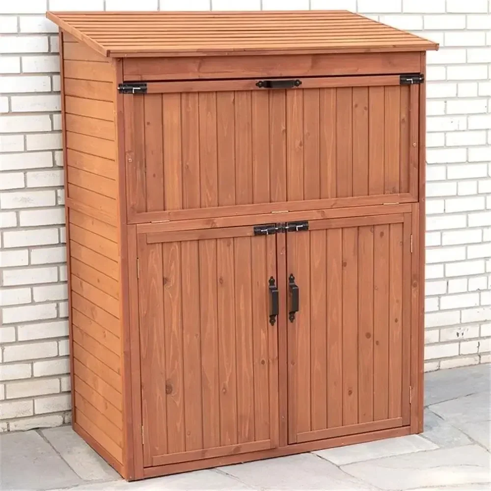 SCT1753 Storage Cabinet with Drop Table - Brown - Large Outdoor and Indoor Veal Cabior Gardening, Garage - Tool Organizer with C