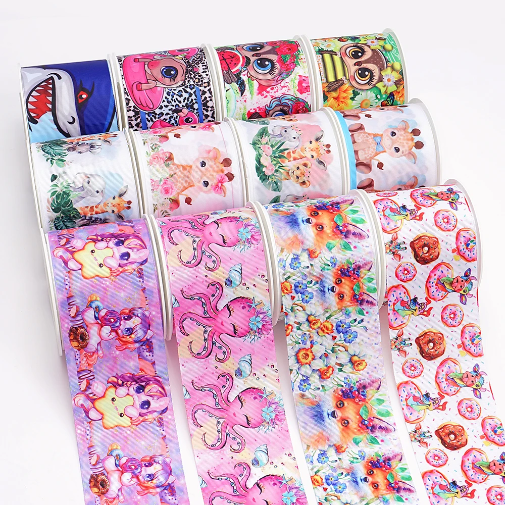 5 Yards Animal Printed Grosgrain Satin Ribbons For Bows DIY Craft Decoration Packaging Supplies. 68214