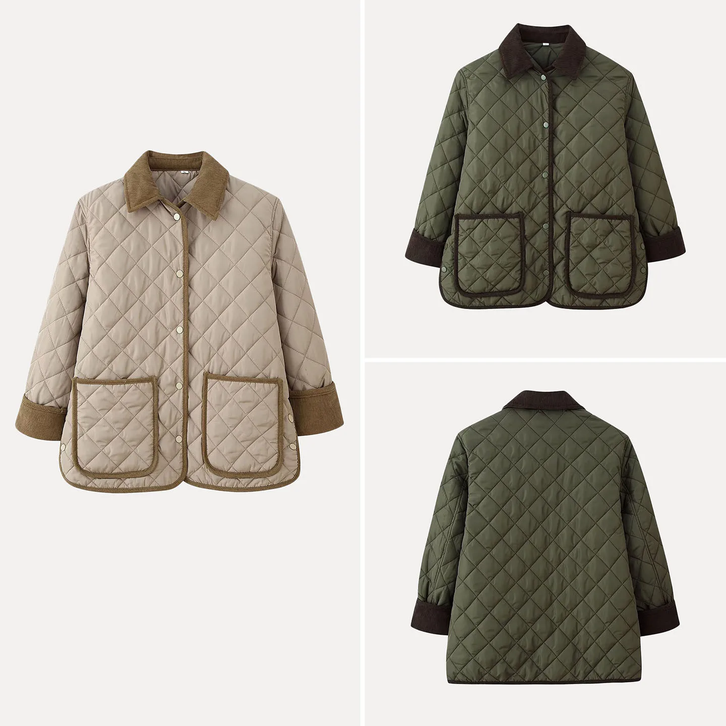 

Свободное стеганое пальто с ромбовидным узором и отложным воротником, универсальная верхняя одежда для женщин, осень 2024, модный индивидуальный Z