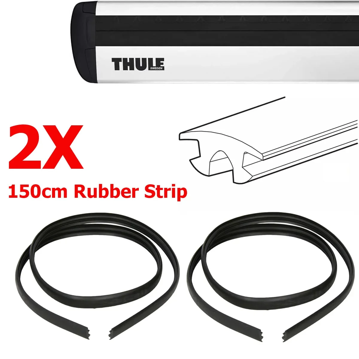 2Pc 150cm Auto Rubber Seal Strip Universal Car Roof Thule T-Slot Sealing Strips Noise Insulation Sealant Windshield Edge Sealing