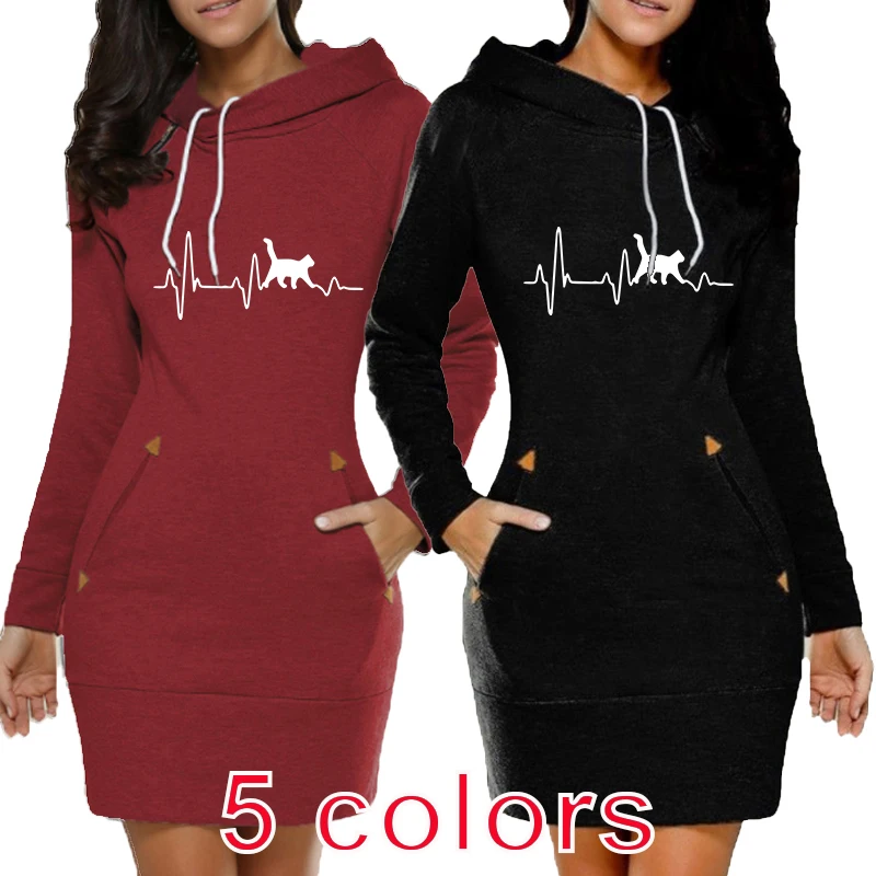 

2023 Autumn/Winter Slim Fit Women's Tight Four Corner Sweater Short Skirt Printed Casual Long Sleeve Pullover Dress