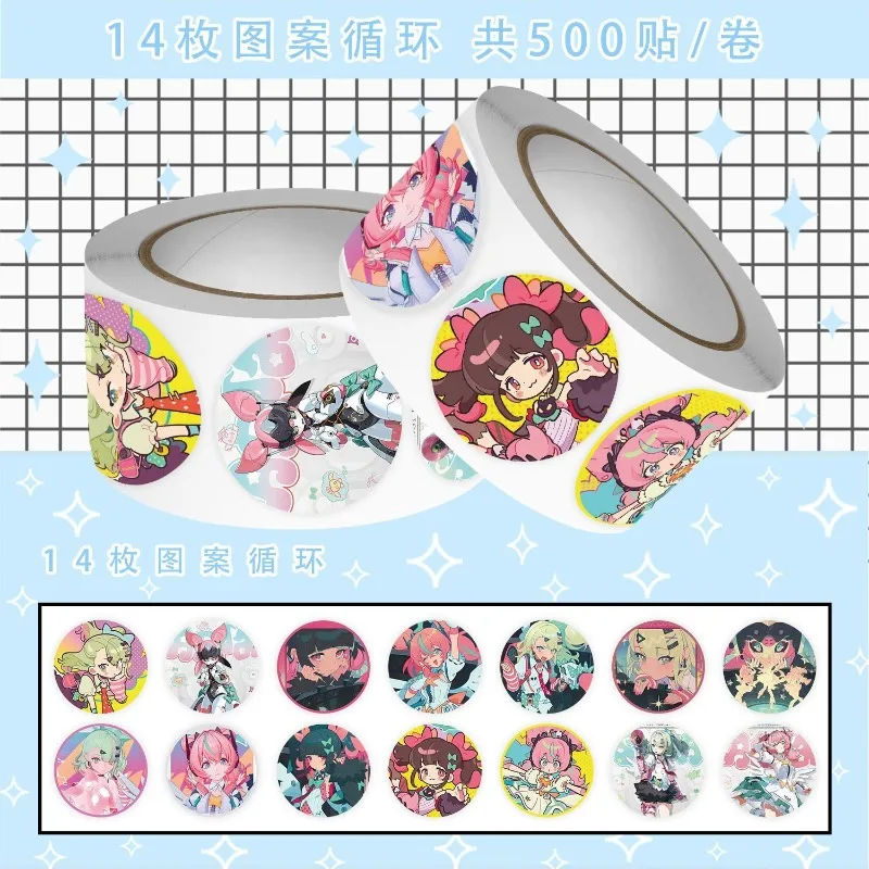 Hot Zenless Zone Zero Delusional Angel 12 Style 500 Pcs/Roll PVC Waterproof Sticker for Seal Labels Handmade Stationery Stickers