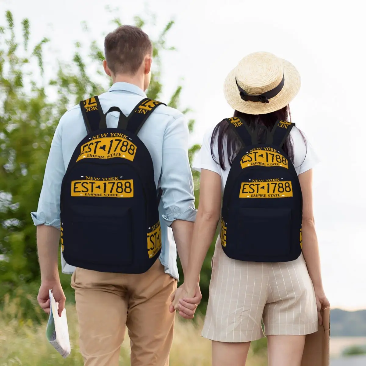 Brooklyn New York Empire State License Student Backpack School Bag Hiking Travel Daypack for Men Women Bookbag Shoulder Bags