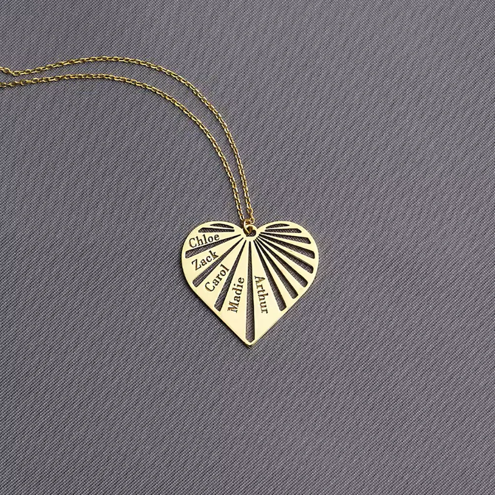 تخصيص متعددة اسم قلادة شخصية الأسرة الأطفال اسم قلادة للأم الفولاذ المقاوم للصدأ القلب قلادة مجوهرات هدية