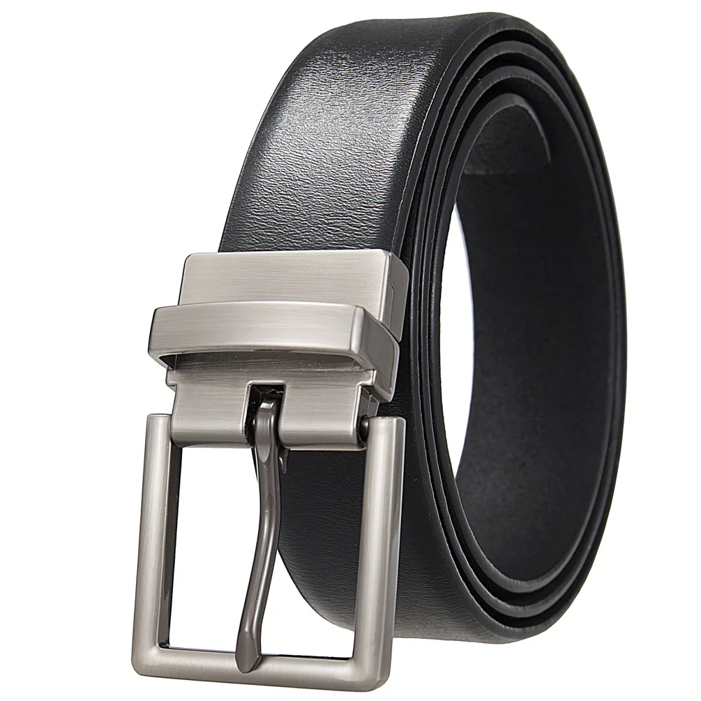 New men's rotating snap buckle leather belt with two-tone body Luxury Men's Belts Genuine Leather 3.4cm