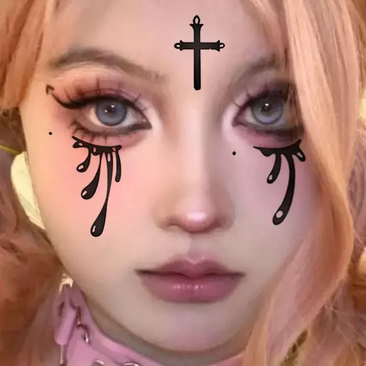 

Temporary Tattoos The Nun's Black Tears Durable Halloween Cosplay Waterproof Fake Tattoo Sticker Face Body Art Party Tattoo