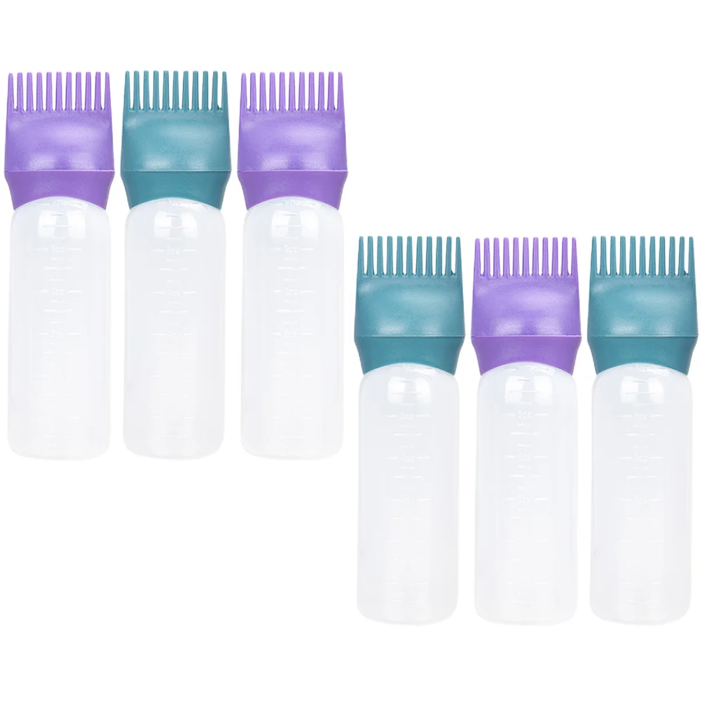 

6 Pcs Hair Dye Bottle Applicator Comb Root for Scalp Lecythus Oil with Coloring