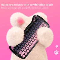 GEEZER Conexión inalámbrica Forma de gato lindo Teclas de colores mezclados Juego de teclado y ratón estilo gato lindo ergonómico