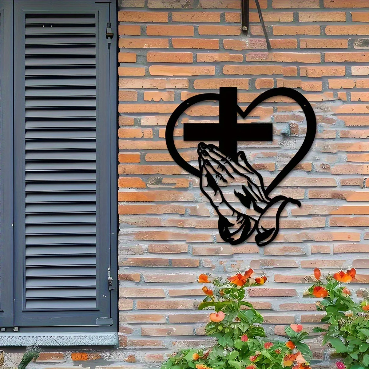 Elegant Metal Christian Heart & Cross Wall Decor - Home Interior Living Room Artistic Hanging Y-RRT5