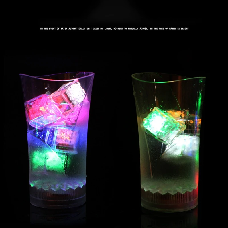 12Pcs Bar KTV Luminous Ice Square Luminous Toy LED Colorful Ice Square Water Sensor Luminous