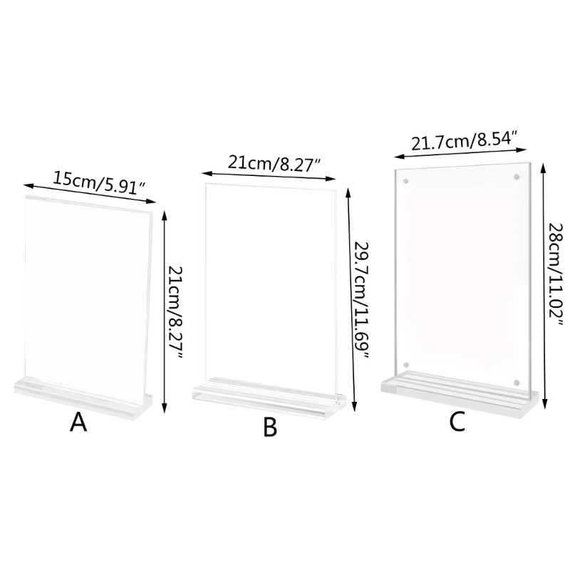 데스크탑 디스플레이 홀더 아크릴 사인 홀더 홈 샵용 T자형 사인 홀더