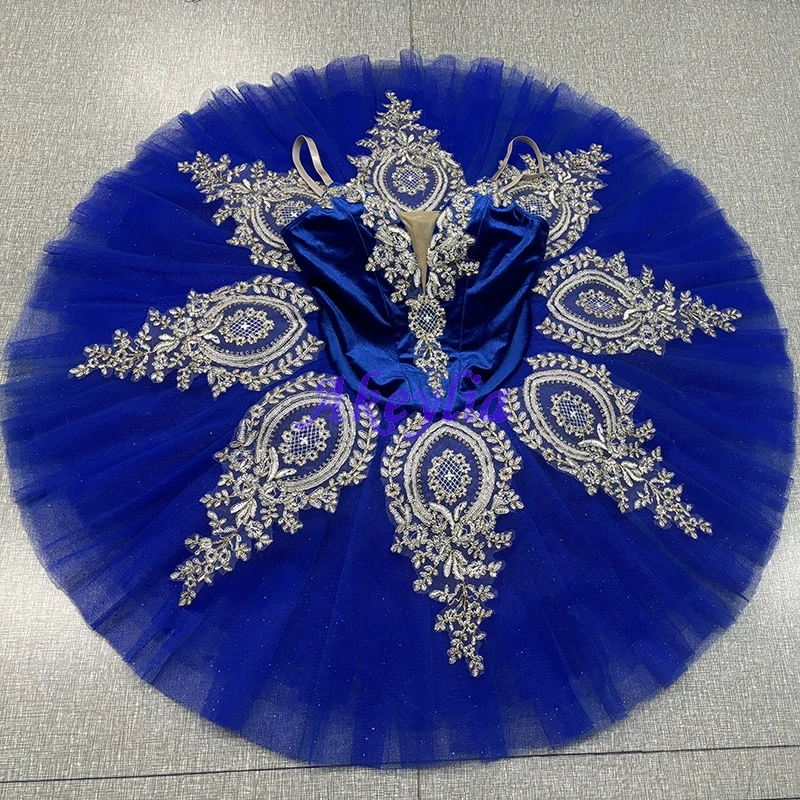 

Akeylia royal blue professional ballet tutu dress women Nutcracker performance pancake tutu white classical girls BLST19027B