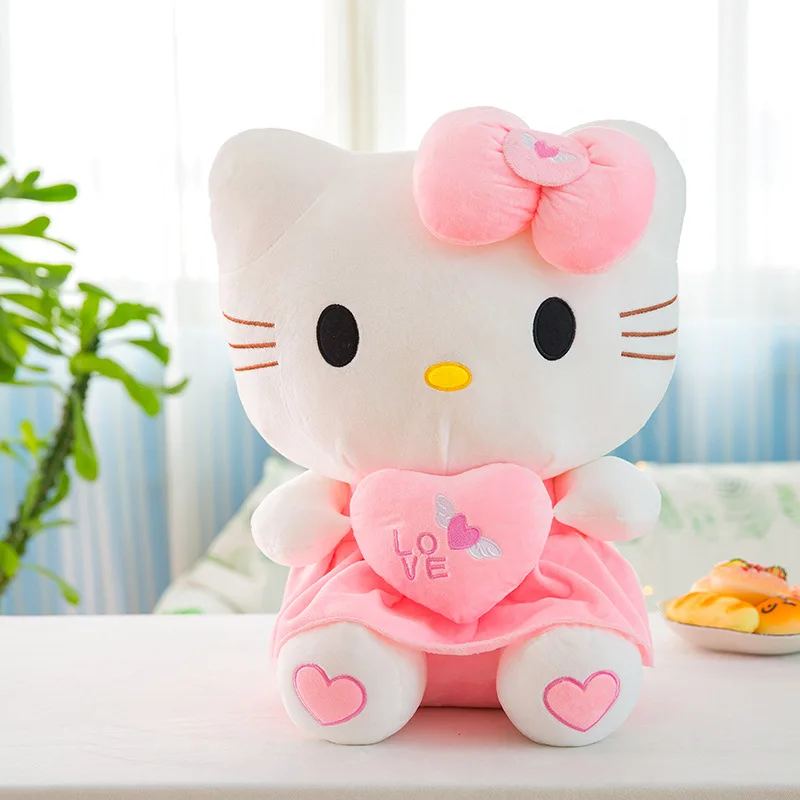 MINISO Popular Angel KT Cat Plush Toy Heart hugging Doll Heart hugging Angel KT Cat Cloth Girl Heart Birthday Gift Wholesale