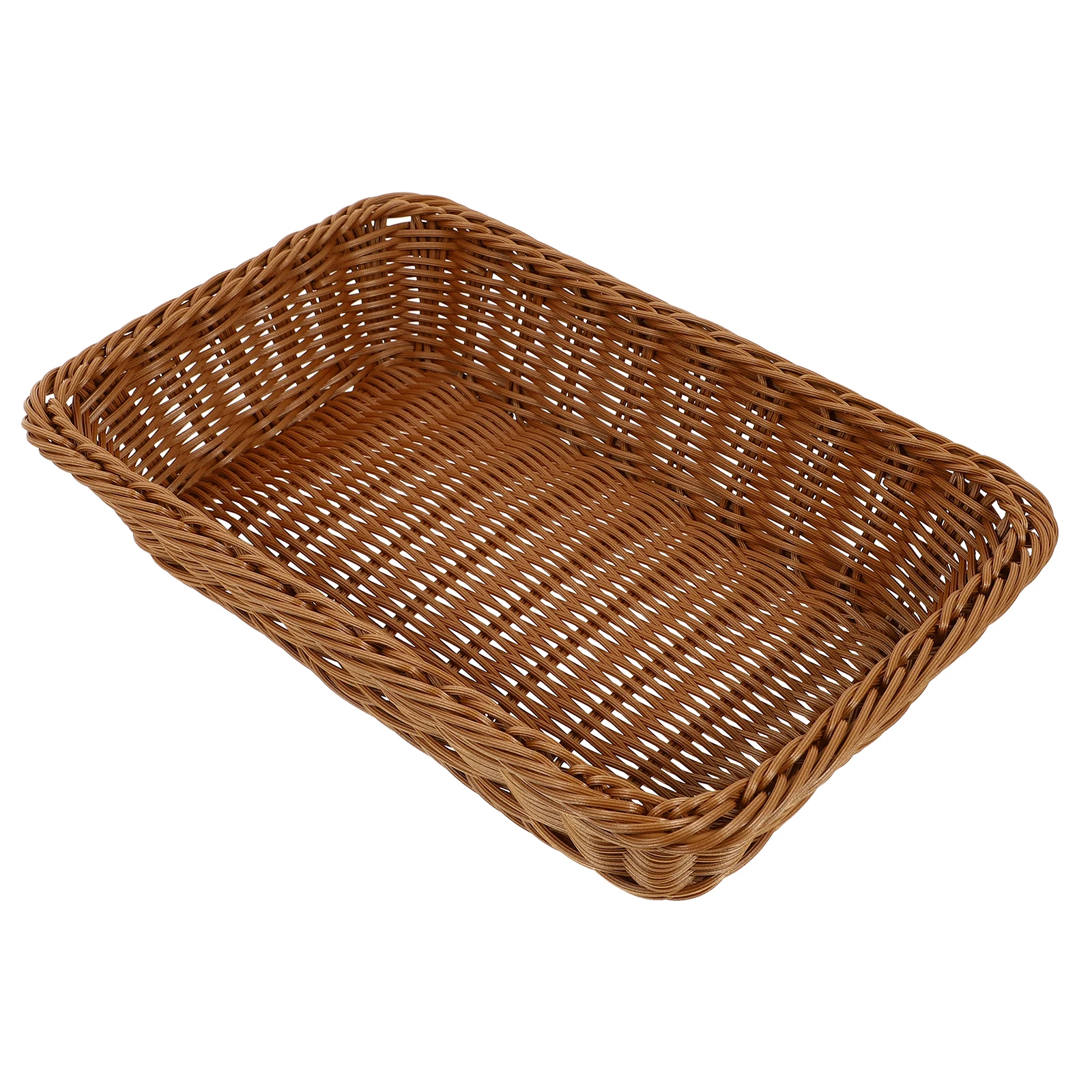 

Woven Wicker Plastic Basket Decorative Bread Tray Storage Container for Kitchen countertop Fruit Basket Food Holder