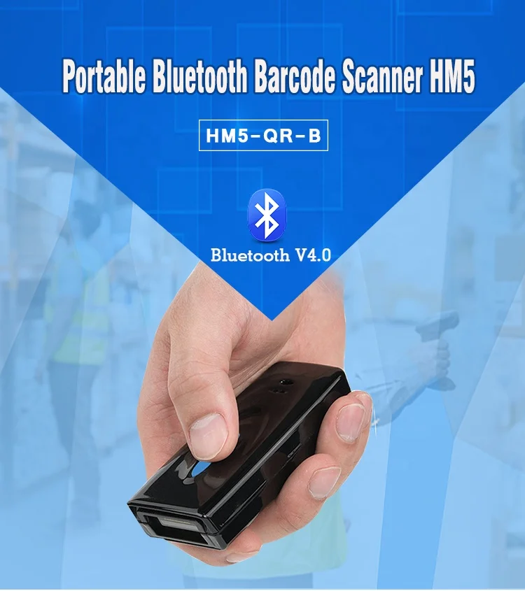 Mini Reading 1D+ 2D Wireless QR BT Barcode Scanner With 16M Memory HM5-QR-B