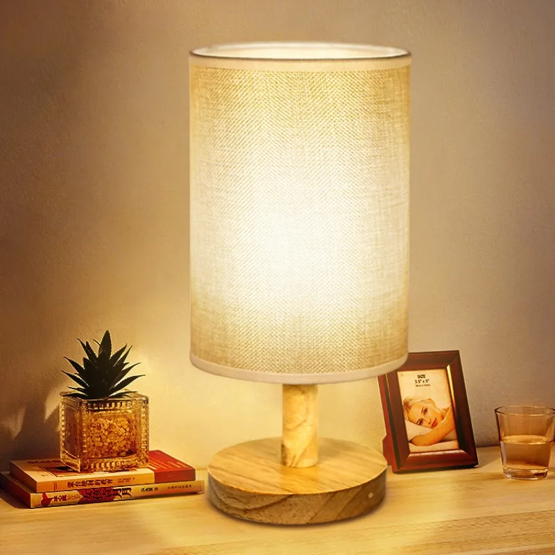 

Retro decorative desk lamp hotel bedroom dormitory bedside lamp home homestay wooden atmosphere