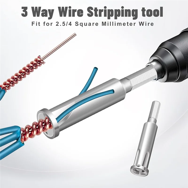 

AT44-4Pcs Wire Twister Tool For Drill,Wire Nut Twister Wire Stripper Tool Connector Driver,Cable Quick Stripping Tools