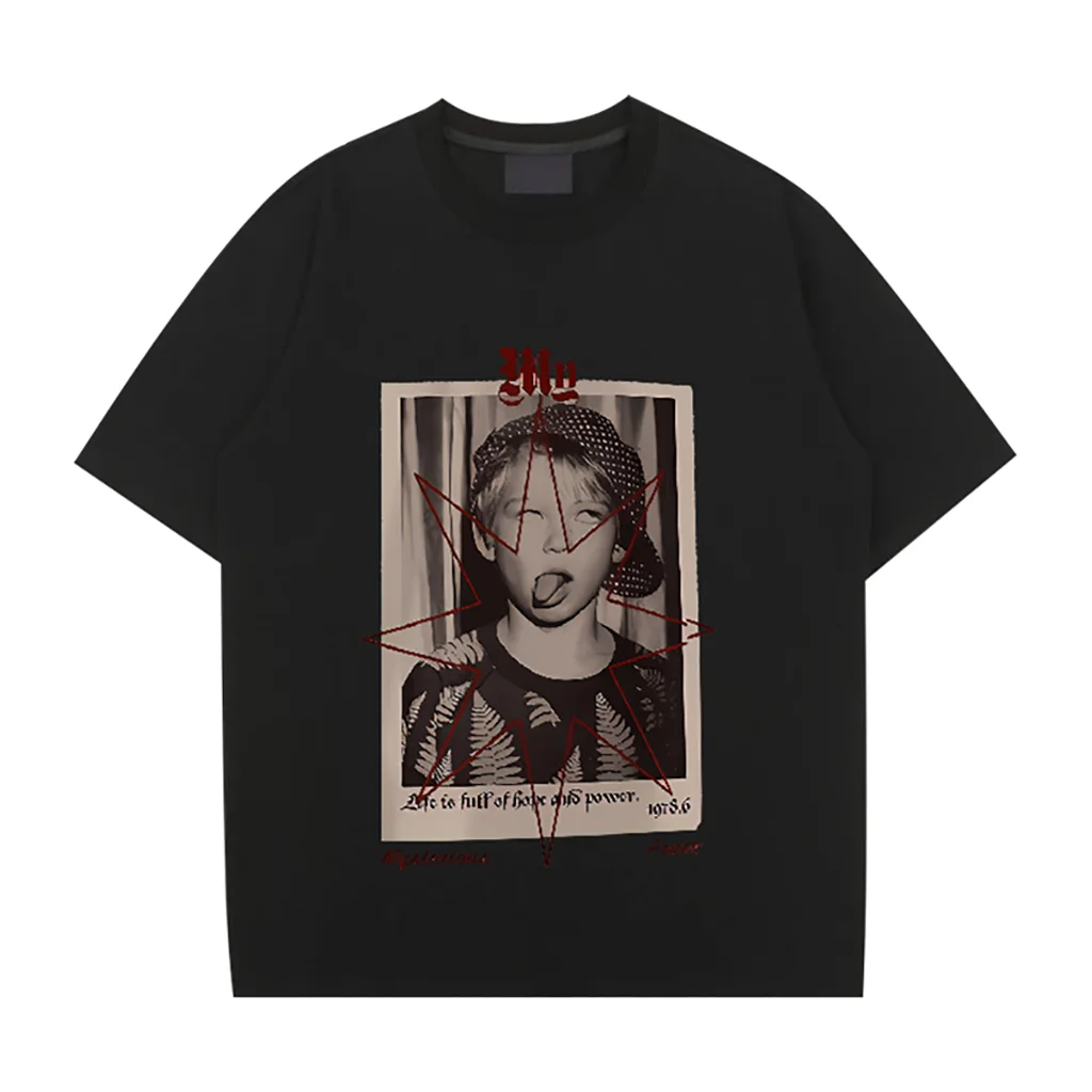 

Men Gothic Letter Printed T-Shirt Hip Hop Streetwear Punk Summer Vintage Washed Oversized T Shirts Tops men clothing
