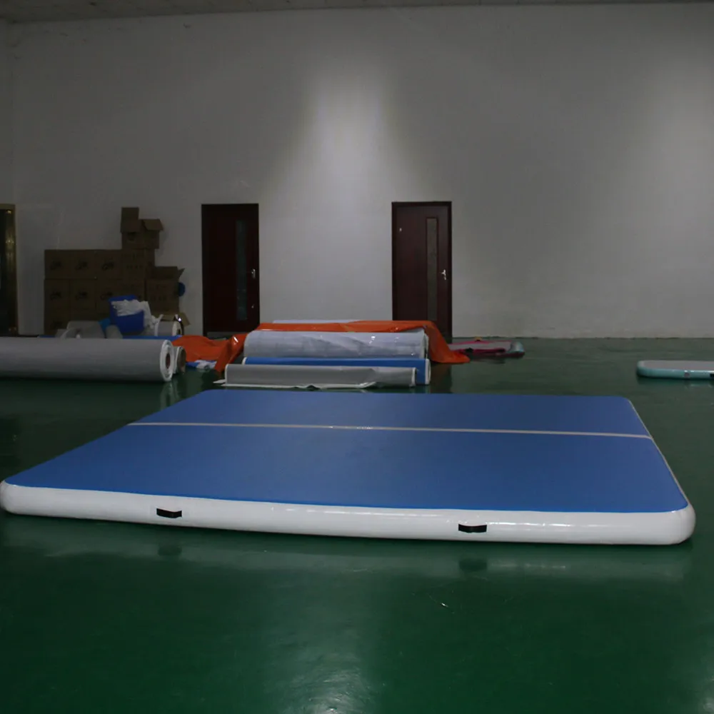 

Синий надувной воздушный трек, надувной гимнастический коврик для акробатики, 4x4x0,2 м, 8 дюймов, толстый воздушный коврик для тренировок с электрическим насосом