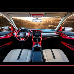 For Honda Civic 10th 2016-2019 ABS Piano Red Interior Accessoires gear window switch door bowl air oullet steering wheel trim