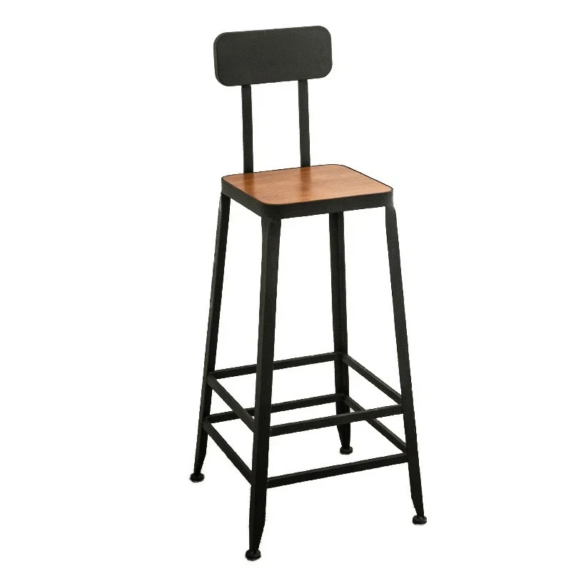 

Wrought iron solid wood milk tea coffee shop bar chair loft retro industrial style bar chair
