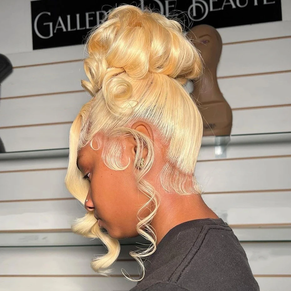 250% 300% High Density Bone Straight 13x4 13x6 HD Transparent Lace Front Human Hair Wigs For Women 613 Honey Blonde 360 Full Lace Wig Pre Plucked With Baby Hair