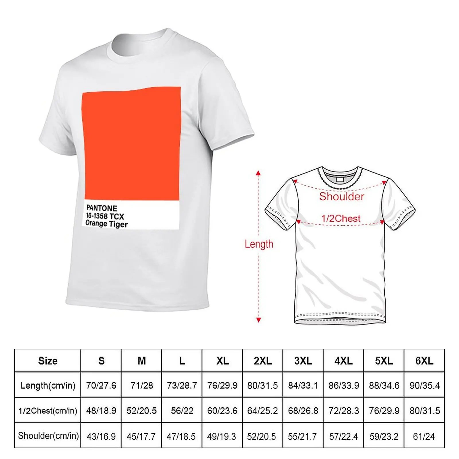 PANTONE 16-1358 TCX Orange Tiger, orange color T-Shirt Light Athletic Short Sleeve Tee Shirt