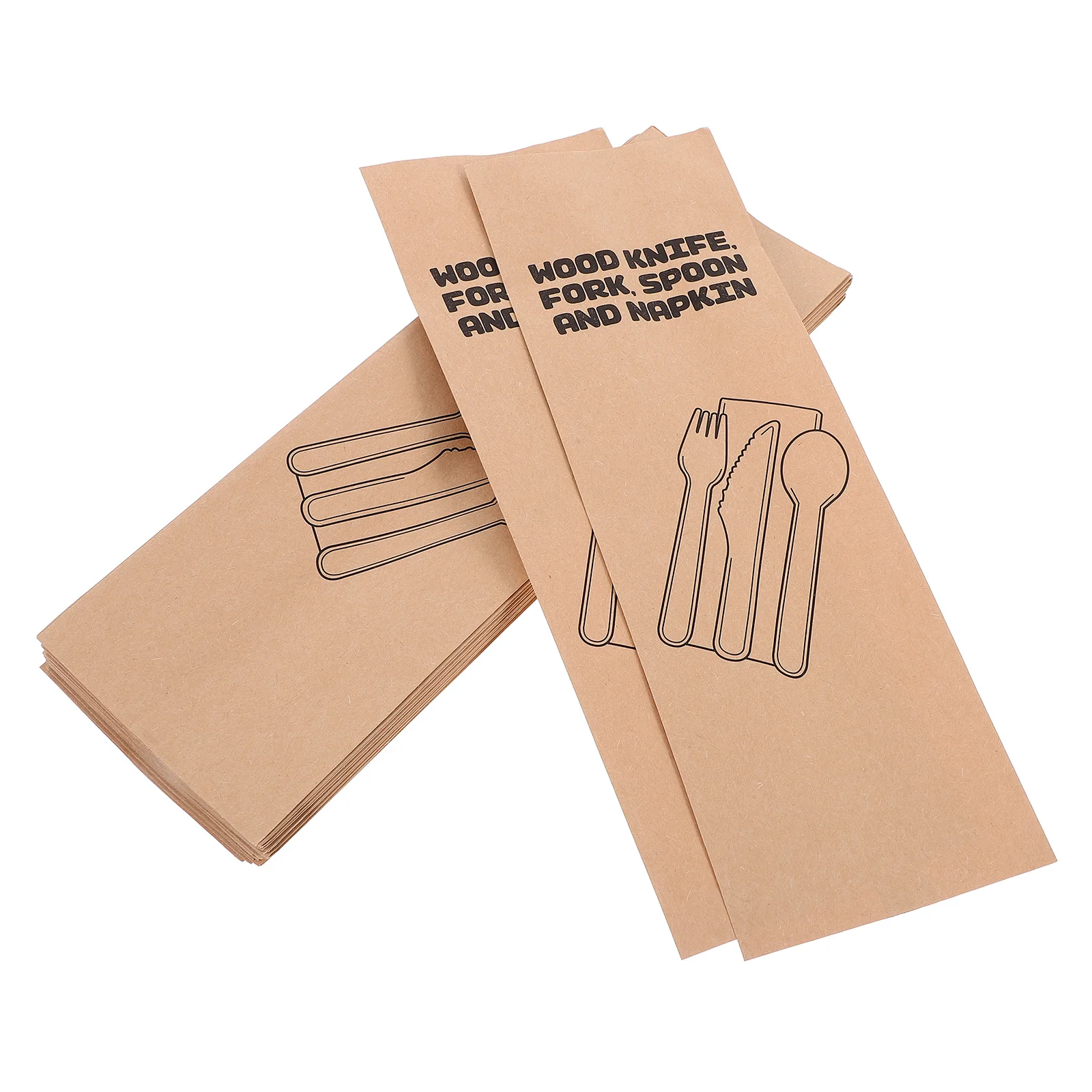 

100pcs Kraft Paper Cutlery Wraps Bag Kitchen Utensil Holder Disposable Spoon HOLDER Silverware Bags Generous