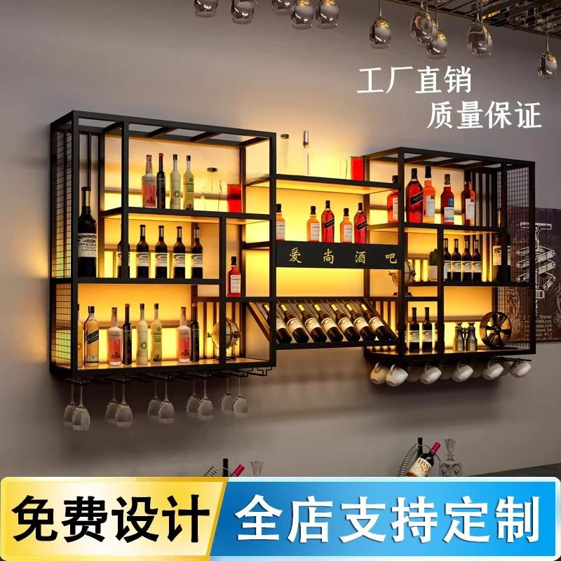 

Настенная винная полка-стеллаж из кованого железа и массива дерева для красного вина