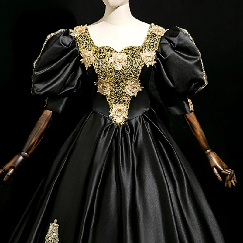 Abito da passerella della corte russa, dramma di viaggio, fotografia, foto, regina oscura, riunione annuale, costume gotico, Vestido De Noche Fiesta Lujo