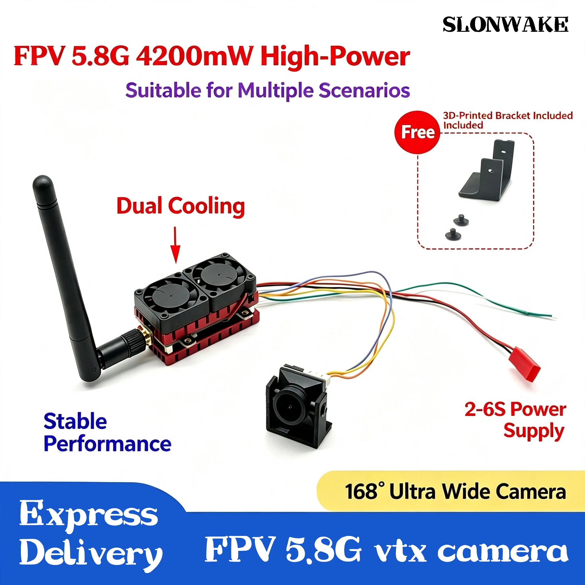slonwake-58g-48ch-vtx-4200mw-adjustable-vtx-transmitter-camera-and-cmos-1000-1800tvl-2-4s-power-fpv-camera-19-19mm-for-rc-drone