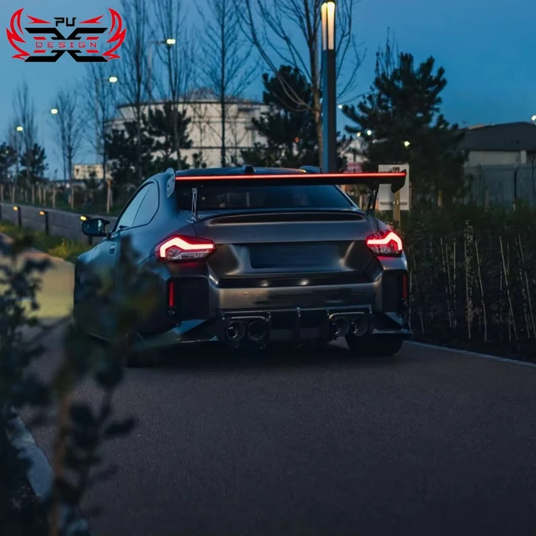PU-Design Dry Carbon Fiber LED Rear Wing Luminous Spoiler for 2023 BMW M2 G87 Car Accessories Body Kit High Value for Money