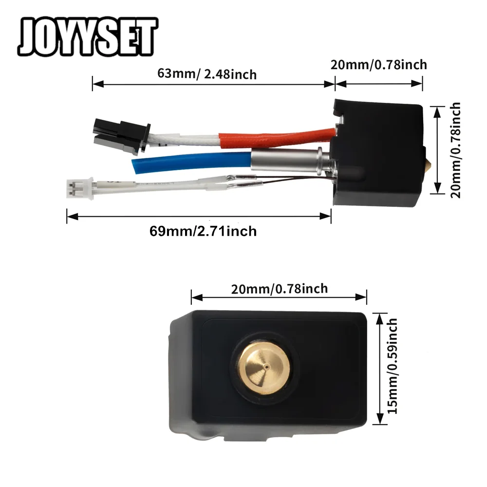For Anycubic Kobra 2 Plus/Max/Pro/Neo Hotend Accessories 24V 60W Heating Tube NTC100K Thermistor Kobra 2 Hot End Brass Nozzle