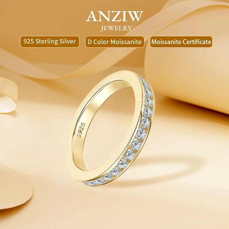 

Anziw Trendy 2mm/2.5mm Moissanite Eternity Band Ring for Women Men Real 925 Sliver Channel Set Lab Diamond Finger Jewelry 2025
