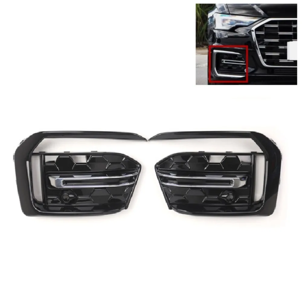 

1 Pair 2X Front Bumper Foglight Fog Light Frame for Audi A6 C8 Sport S-LINE 2019 2020 2021 2022