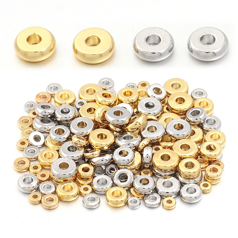 10-20pcs/lot 3/4/5/6mm Brass Flat Round Spacer Beads Washers Loose Wheel Beads for DIY Bracelet Necklace Jewelry Making Findings