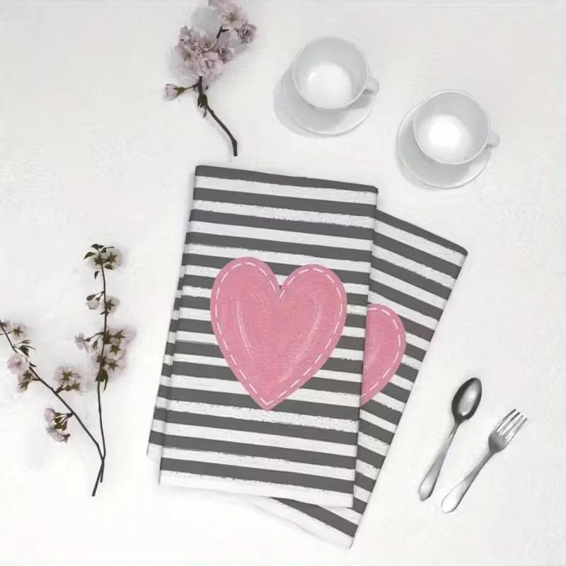 2pcs Fiber Dish Cloths, Soft and Absorbent, Perfect for Kitchen & Dining Room Cleaning, Reusable Towels for Home Use