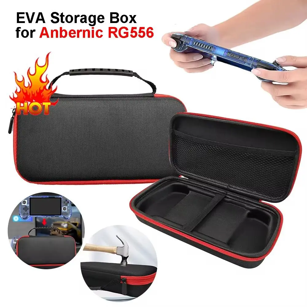 New EVA Game Console Carrying Bag Portable with Mesh Pocket Hardshell Case Wear Resistant Durable Storage Box for Anbernic RG556